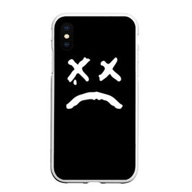 Чехол для iPhone XS Max матовый с принтом LiL PEEP RIP в Тюмени, Силикон | Область печати: задняя сторона чехла, без боковых панелей | Тематика изображения на принте: band | cry baby | emo | lil peep | music | musician | rap | smile | swag | tear | музыка | музыкант | нытик | рэп | сваг | слеза | смайлик | эмо