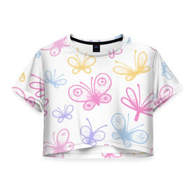 Женская футболка 3D укороченная с принтом Это чудо природы в Тюмени, 100% полиэстер | круглая горловина, длина футболки до линии талии, рукава с отворотами | бабочки | волшебство | крылья | насекомое | полет | природа | сказка | цветное | яркое