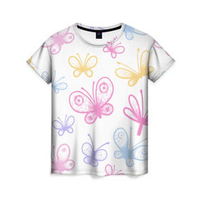 Женская футболка 3D с принтом Это чудо природы в Тюмени, 100% полиэфир ( синтетическое хлопкоподобное полотно) | прямой крой, круглый вырез горловины, длина до линии бедер | бабочки | волшебство | крылья | насекомое | полет | природа | сказка | цветное | яркое
