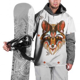 Накидка на куртку 3D с принтом Этнический лис в Тюмени, 100% полиэстер |  | Тематика изображения на принте: дикая | дикий | лес | лис | лиса | луна | ночь | собака | тьма