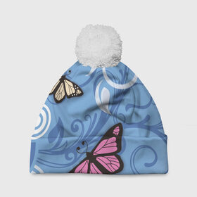 Шапка 3D c помпоном с принтом Чудо природы в Тюмени, 100% полиэстер | универсальный размер, печать по всей поверхности изделия | бабочки | волшебство | крылья | насекомое | полет | природа | сказка | цветное | яркое