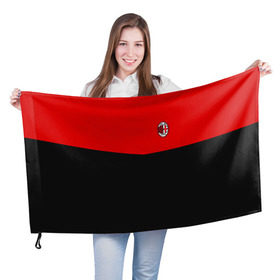 Флаг 3D с принтом AC MILAN в Тюмени, 100% полиэстер | плотность ткани — 95 г/м2, размер — 67 х 109 см. Принт наносится с одной стороны | ac milan | fc | fc milan | football | milan | soccer | белый | клуб | красный | милан | спорт | спортивные | фк | футбол | цвет.логотип | черный | эмблема