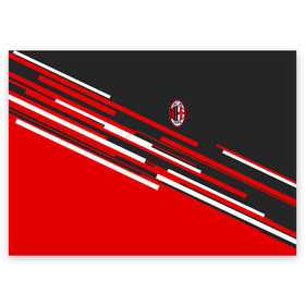 Поздравительная открытка с принтом AC MILAN в Тюмени, 100% бумага | плотность бумаги 280 г/м2, матовая, на обратной стороне линовка и место для марки
 | Тематика изображения на принте: ac milan | fc | fc milan | football | milan | soccer | белый | клуб | красный | милан | спорт | спортивные | фк | футбол | цвет.логотип | черный | эмблема