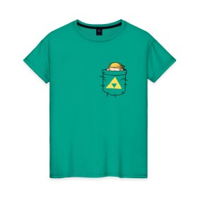 Женская футболка хлопок с принтом Pocket Link в Тюмени, 100% хлопок | прямой крой, круглый вырез горловины, длина до линии бедер, слегка спущенное плечо | legend of zelda | link | зельда | линк