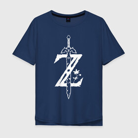 Мужская футболка хлопок Oversize с принтом Z в Тюмени, 100% хлопок | свободный крой, круглый ворот, “спинка” длиннее передней части | Тематика изображения на принте: legend of zelda | link | зельда | линк