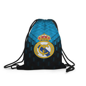 Рюкзак-мешок 3D с принтом Real Madrid 2018 Original в Тюмени, 100% полиэстер | плотность ткани — 200 г/м2, размер — 35 х 45 см; лямки — толстые шнурки, застежка на шнуровке, без карманов и подкладки | emirates | fc | real madrid | геометрия | реал мадрид | футбольный клуб | эмблема