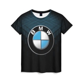 Женская футболка 3D с принтом BMW 2018 Blue Line в Тюмени, 100% полиэфир ( синтетическое хлопкоподобное полотно) | прямой крой, круглый вырез горловины, длина до линии бедер | bmw | bmw motorsport | bmw performance | carbon | m | motorsport | performance | sport | бмв | карбон | моторспорт | спорт