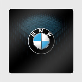 Магнит виниловый Квадрат с принтом BMW BLUE LINE | БМВ в Тюмени, полимерный материал с магнитным слоем | размер 9*9 см, закругленные углы | bmw | bmw motorsport | bmw performance | carbon | m | motorsport | performance | sport | бмв | карбон | моторспорт | спорт