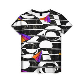 Женская футболка 3D с принтом Pop ART collection в Тюмени, 100% полиэфир ( синтетическое хлопкоподобное полотно) | прямой крой, круглый вырез горловины, длина до линии бедер | полосы | цветной | черно белый