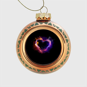 Стеклянный ёлочный шар с принтом Огненное сердце в Тюмени, Стекло | Диаметр: 80 мм | Тематика изображения на принте: любовь | огонь | сердце