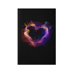 Обложка для паспорта матовая кожа с принтом Огненное сердце в Тюмени, натуральная матовая кожа | размер 19,3 х 13,7 см; прозрачные пластиковые крепления | любовь | огонь | сердце