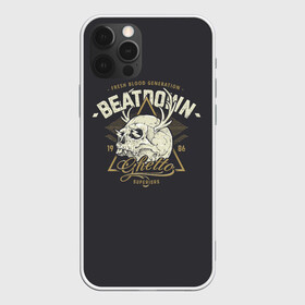 Чехол для iPhone 12 Pro с принтом Beatdown Ghetto 1986 в Тюмени, силикон | область печати: задняя сторона чехла, без боковых панелей | Тематика изображения на принте: bones | gothic | grunge | horns | lightning | rock and roll | skeleton | skull | tattoo | готика | гранж | кости | молнии | рога | рок н ролл | скелет | тату | череп