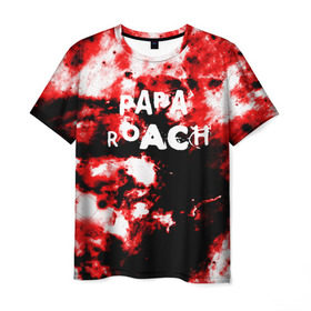 Мужская футболка 3D с принтом PAPA ROACH BLOOD ROCK STYLE в Тюмени, 100% полиэфир | прямой крой, круглый вырез горловины, длина до линии бедер | papa roach | roach | папа роач | папароач | папароч | роач | роч
