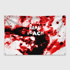 Флаг-баннер с принтом PAPA ROACH BLOOD ROCK STYLE в Тюмени, 100% полиэстер | размер 67 х 109 см, плотность ткани — 95 г/м2; по краям флага есть четыре люверса для крепления | papa roach | roach | папа роач | папароач | папароч | роач | роч