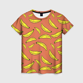 Женская футболка 3D с принтом банан в Тюмени, 100% полиэфир ( синтетическое хлопкоподобное полотно) | прямой крой, круглый вырез горловины, длина до линии бедер | banan | банан