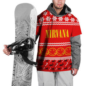 Накидка на куртку 3D с принтом Праздничный Nirvana в Тюмени, 100% полиэстер |  | cobain | kurt | nirvana | альтернативный | гранж | группа | дональд | знак | кобейн | красный | курт | музыка | музыкант | надпись | нервана | нирвана | новогодний | новоселич | новый год | певец | праздник