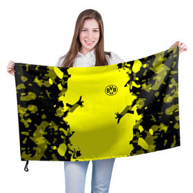 Флаг 3D с принтом FC Borussia 2018 Original в Тюмени, 100% полиэстер | плотность ткани — 95 г/м2, размер — 67 х 109 см. Принт наносится с одной стороны | боруссия | дортмунд