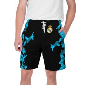 Мужские шорты 3D с принтом Real Madrid 2018 Original в Тюмени,  полиэстер 100% | прямой крой, два кармана без застежек по бокам. Мягкая трикотажная резинка на поясе, внутри которой широкие завязки. Длина чуть выше колен | emirates | fc | real madrid | абстракция | реал мадрид | футбольный клуб | эмблема