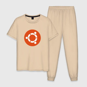 Мужская пижама хлопок с принтом Ubuntu OS в Тюмени, 100% хлопок | брюки и футболка прямого кроя, без карманов, на брюках мягкая резинка на поясе и по низу штанин
 | Тематика изображения на принте: ubuntu | убунта | убунту