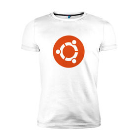 Мужская футболка премиум с принтом Ubuntu OS в Тюмени, 92% хлопок, 8% лайкра | приталенный силуэт, круглый вырез ворота, длина до линии бедра, короткий рукав | Тематика изображения на принте: ubuntu | убунта | убунту
