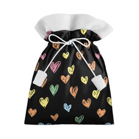 Подарочный 3D мешок с принтом Разноцветные сердечки в Тюмени, 100% полиэстер | Размер: 29*39 см | Тематика изображения на принте: 14 | love | валентин | губы | день | любовь | подарок | поцелуй | сердце | страсть | февраль