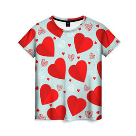 Женская футболка 3D с принтом С днем святого Валентина в Тюмени, 100% полиэфир ( синтетическое хлопкоподобное полотно) | прямой крой, круглый вырез горловины, длина до линии бедер | 14 | love | валентин | губы | день | любовь | подарок | поцелуй | сердце | страсть | февраль