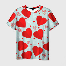 Мужская футболка 3D с принтом С днем святого Валентина в Тюмени, 100% полиэфир | прямой крой, круглый вырез горловины, длина до линии бедер | Тематика изображения на принте: 14 | love | валентин | губы | день | любовь | подарок | поцелуй | сердце | страсть | февраль
