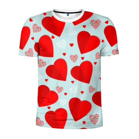Мужская футболка 3D спортивная с принтом С днем святого Валентина в Тюмени, 100% полиэстер с улучшенными характеристиками | приталенный силуэт, круглая горловина, широкие плечи, сужается к линии бедра | Тематика изображения на принте: 14 | love | валентин | губы | день | любовь | подарок | поцелуй | сердце | страсть | февраль