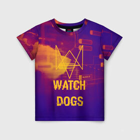 Детская футболка 3D с принтом WATCH DOGS NEON WORLD в Тюмени, 100% гипоаллергенный полиэфир | прямой крой, круглый вырез горловины, длина до линии бедер, чуть спущенное плечо, ткань немного тянется | wath dogs 2 | хакер