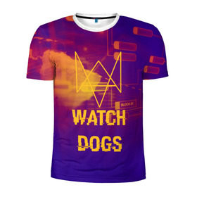 Мужская футболка 3D спортивная с принтом WATCH DOGS NEON WORLD в Тюмени, 100% полиэстер с улучшенными характеристиками | приталенный силуэт, круглая горловина, широкие плечи, сужается к линии бедра | Тематика изображения на принте: wath dogs 2 | хакер