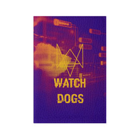 Обложка для паспорта матовая кожа с принтом WATCH DOGS NEON WORLD в Тюмени, натуральная матовая кожа | размер 19,3 х 13,7 см; прозрачные пластиковые крепления | wath dogs 2 | хакер