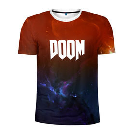 Мужская футболка 3D спортивная с принтом DOOM SPACE GAME в Тюмени, 100% полиэстер с улучшенными характеристиками | приталенный силуэт, круглая горловина, широкие плечи, сужается к линии бедра | 