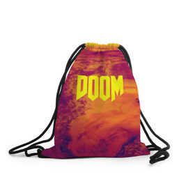 Рюкзак-мешок 3D с принтом DOOM в Тюмени, 100% полиэстер | плотность ткани — 200 г/м2, размер — 35 х 45 см; лямки — толстые шнурки, застежка на шнуровке, без карманов и подкладки | 