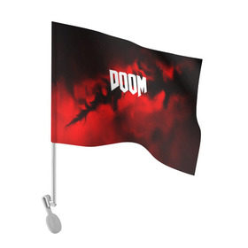 Флаг для автомобиля с принтом DOOM RED PLANET в Тюмени, 100% полиэстер | Размер: 30*21 см | art | doom | game | возвращение | дум | игра | легенда | шутер