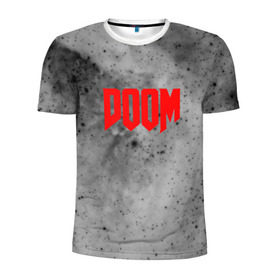 Мужская футболка 3D спортивная с принтом DOOM GRAY SPACE в Тюмени, 100% полиэстер с улучшенными характеристиками | приталенный силуэт, круглая горловина, широкие плечи, сужается к линии бедра | art | doom | game | возвращение | дум | игра | легенда | шутер