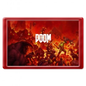 Магнит 45*70 с принтом DOOM в Тюмени, Пластик | Размер: 78*52 мм; Размер печати: 70*45 | art | doom | game | возвращение | дум | игра | легенда | шутер