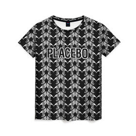 Женская футболка 3D с принтом Placebo в Тюмени, 100% полиэфир ( синтетическое хлопкоподобное полотно) | прямой крой, круглый вырез горловины, длина до линии бедер | placebo | альтернативный | инди | индирок | плацебо | рок