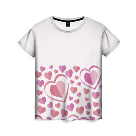 Женская футболка 3D с принтом Нежность и страсть в Тюмени, 100% полиэфир ( синтетическое хлопкоподобное полотно) | прямой крой, круглый вырез горловины, длина до линии бедер | 14 | love | валентин | губы | день | любовь | подарок | поцелуй | сердце | страсть | февраль