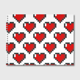 Альбом для рисования с принтом Пиксельные сердечки в Тюмени, 100% бумага
 | матовая бумага, плотность 200 мг. | Тематика изображения на принте: 14 | love | валентин | губы | день | любовь | подарок | поцелуй | сердце | страсть | февраль