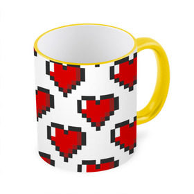 Кружка 3D с принтом Пиксельные сердечки в Тюмени, керамика | ёмкость 330 мл | 14 | love | валентин | губы | день | любовь | подарок | поцелуй | сердце | страсть | февраль