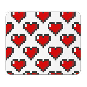 Коврик прямоугольный с принтом Пиксельные сердечки в Тюмени, натуральный каучук | размер 230 х 185 мм; запечатка лицевой стороны | Тематика изображения на принте: 14 | love | валентин | губы | день | любовь | подарок | поцелуй | сердце | страсть | февраль