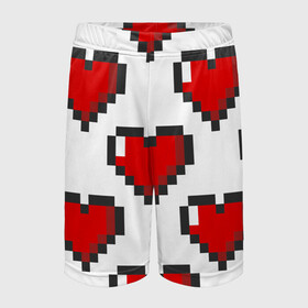 Детские спортивные шорты 3D с принтом Пиксельные сердечки в Тюмени,  100% полиэстер
 | пояс оформлен широкой мягкой резинкой, ткань тянется
 | Тематика изображения на принте: 14 | love | валентин | губы | день | любовь | подарок | поцелуй | сердце | страсть | февраль