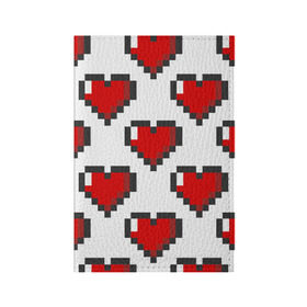 Обложка для паспорта матовая кожа с принтом Пиксельные сердечки в Тюмени, натуральная матовая кожа | размер 19,3 х 13,7 см; прозрачные пластиковые крепления | 14 | love | валентин | губы | день | любовь | подарок | поцелуй | сердце | страсть | февраль