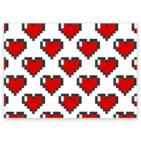 Поздравительная открытка с принтом Пиксельные сердечки в Тюмени, 100% бумага | плотность бумаги 280 г/м2, матовая, на обратной стороне линовка и место для марки
 | 14 | love | валентин | губы | день | любовь | подарок | поцелуй | сердце | страсть | февраль