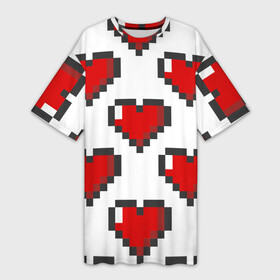 Платье-футболка 3D с принтом Пиксельные сердечки в Тюмени,  |  | 14 | love | валентин | губы | день | любовь | подарок | поцелуй | сердце | страсть | февраль