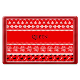 Магнит 45*70 с принтом Праздничный Queen в Тюмени, Пластик | Размер: 78*52 мм; Размер печати: 70*45 | paul rodg | queen | quen | брайан мэй | глэм | группа | джон дикон | знак | квин | королева | красный | куин | меркури | меркьюри | мэркури | надпись | новогодний | новый год | поп | праздник | роджер тейлор