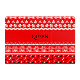 Магнитный плакат 3Х2 с принтом Праздничный Queen в Тюмени, Полимерный материал с магнитным слоем | 6 деталей размером 9*9 см | paul rodg | queen | quen | брайан мэй | глэм | группа | джон дикон | знак | квин | королева | красный | куин | меркури | меркьюри | мэркури | надпись | новогодний | новый год | поп | праздник | роджер тейлор