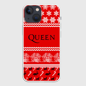 Чехол для iPhone 13 mini с принтом Праздничный Queen в Тюмени,  |  | paul rodg | queen | quen | брайан мэй | глэм | группа | джон дикон | знак | квин | королева | красный | куин | меркури | меркьюри | мэркури | надпись | новогодний | новый год | поп | праздник | роджер тейлор