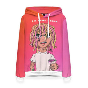 Женская толстовка 3D с принтом Lil Pump Boss в Тюмени, 100% полиэстер  | двухслойный капюшон со шнурком для регулировки, мягкие манжеты на рукавах и по низу толстовки, спереди карман-кенгуру с мягким внутренним слоем. | Тематика изображения на принте: hip hop | hiphop | lil pump | mc | rap | газзи гарсия | зачитал | клауд | клауд рэп | лил памп | лили | мс | памп | реп | репер | речитатив | рэп | рэпер | трэп | хип | хип хоп | хипхоп | хоп