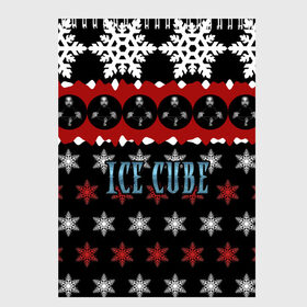 Скетчбук с принтом Праздничный Ice Cube в Тюмени, 100% бумага
 | 48 листов, плотность листов — 100 г/м2, плотность картонной обложки — 250 г/м2. Листы скреплены сверху удобной пружинной спиралью | hip hop | hiphop | ice cube | mc | n.w.a | rap | айс | джексон | западное по | знак | красный | куб | кубе | кубик льда | кьюб | мс | надпись | новогодний | новый год | о ши | оши | праздник | реп | репер | речитатив | рождество